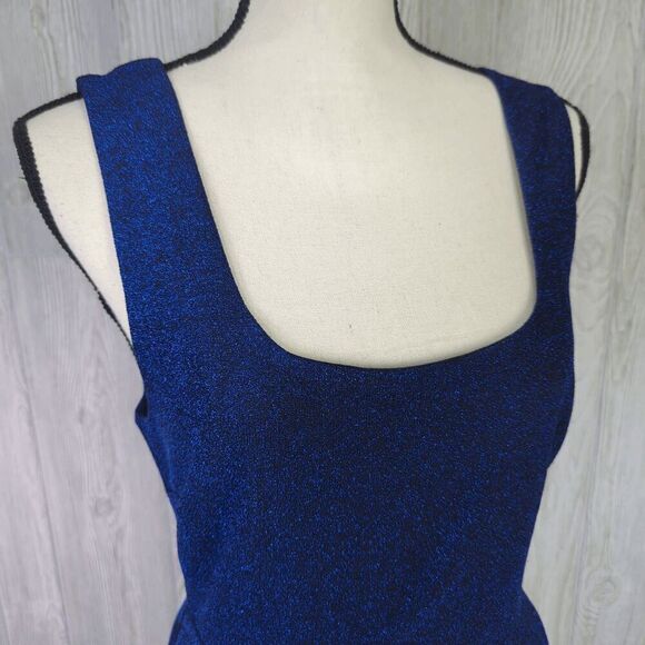 Brand New Lulu's Women's Large Blue Metallic Best Date Ever Mini Dress Sleeveles - Picture 5 of 11